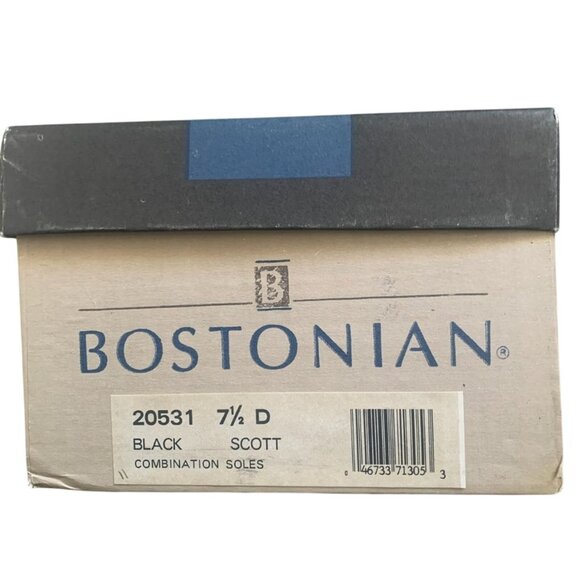 BOSTONIAN STOCKBRIDGE SCOTT BLACK LEATHER LACE UP LOAFER OXFORDS 7.5 D (WIDE) - Picture 3 of 9